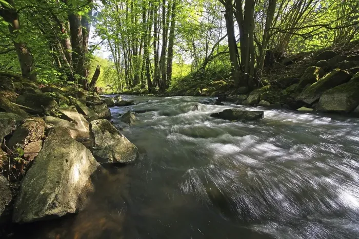 Framed Print : Stream in the Mittelgebirge mountain range