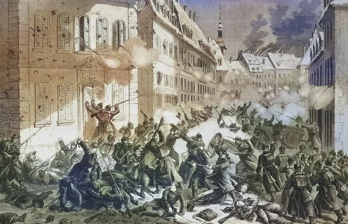Framed Print : Street fight in Le Mans, 12th January Framed Print : Street fight in Le Mans, 12th January