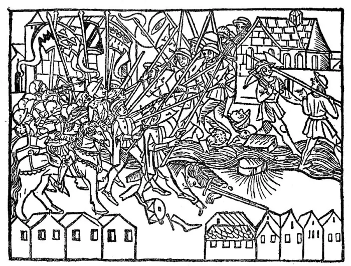 Framed Print : Street fight in a medieval town Framed Print : Street fight in a medieval town