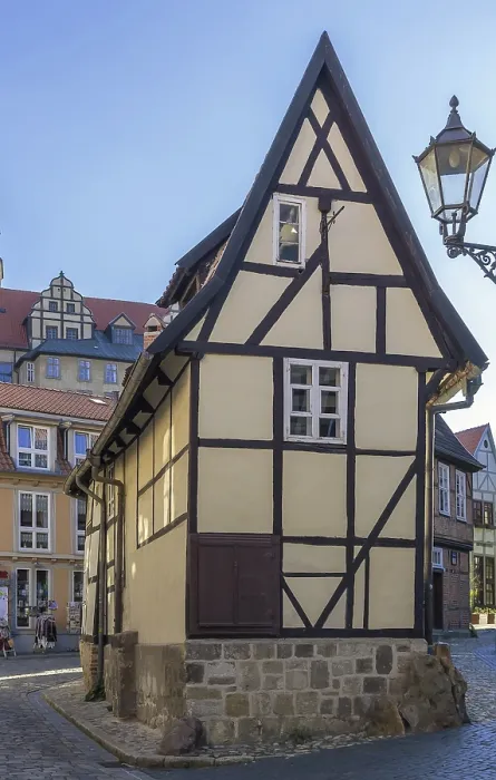 Framed Print : The street with half-timbered houses in Quedlinburg Framed Print : The street with half-timbered houses in Quedlinburg