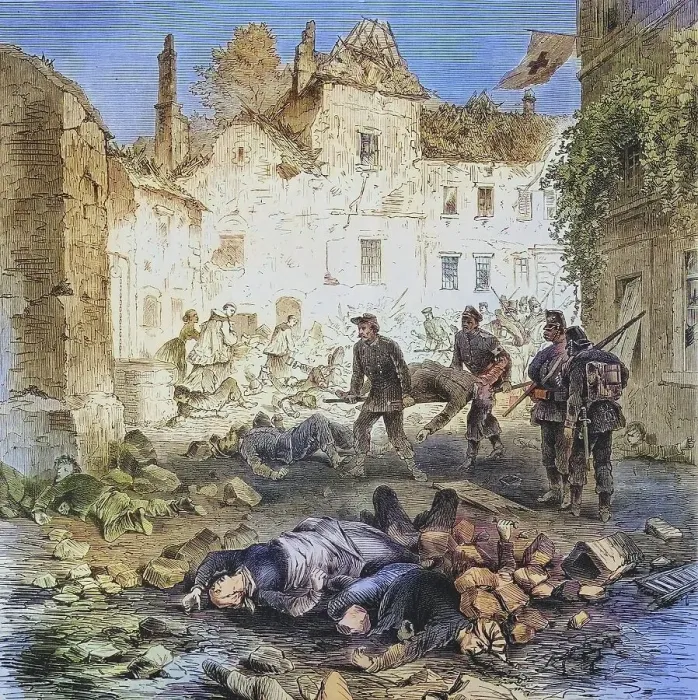 Framed Print : A street in Laon after the blast of the powder tower