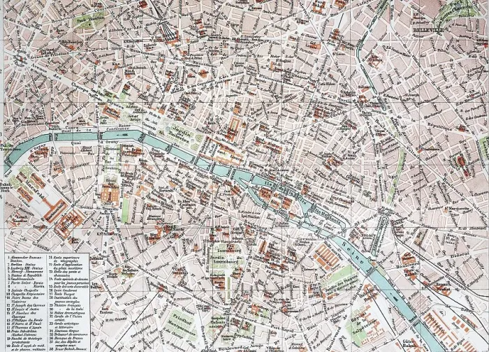 Framed Print : Street Map of Paris, 1890, France