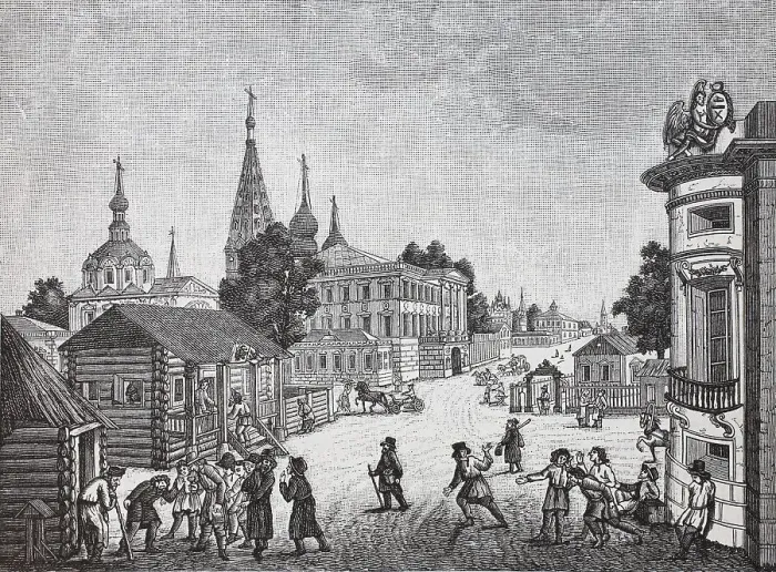 Framed Print : Street in Moscow, Russia, c. 1780