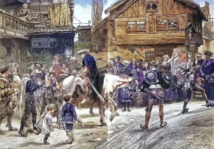 Framed Print : The Street of Prelates, a prelate moving into a village in Bavaria Framed Print : The Street of Prelates, a prelate moving into a village in Bavaria