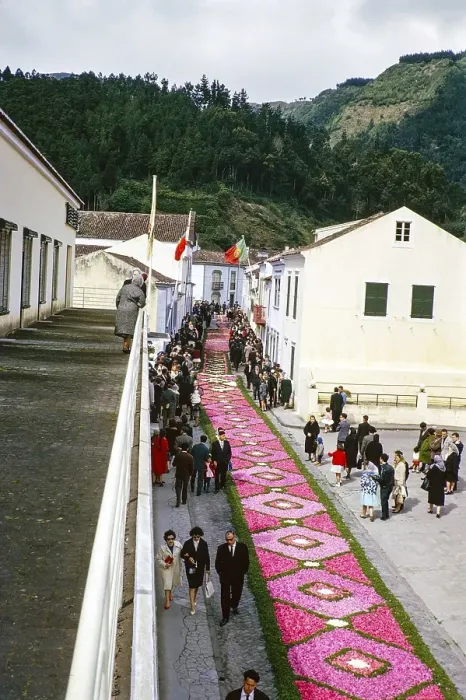 Framed Print : Street religious procession, Procissao de Senhor de Infernos, Furnas, Sao Miguel Island, Azores, Portugal, April 1964, Europe