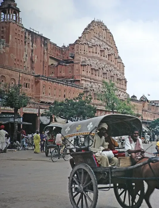 Framed Print : Street scene in front of the Palace of the Wind, Hawa Mahal, Jaipur, Rajasthan, India 1971