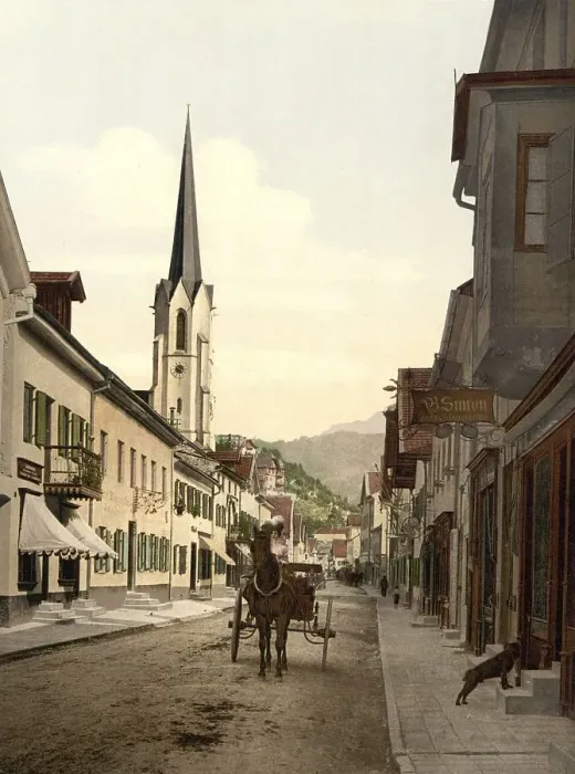 Framed Print : Street scene in Partenkirchen in Bavaria