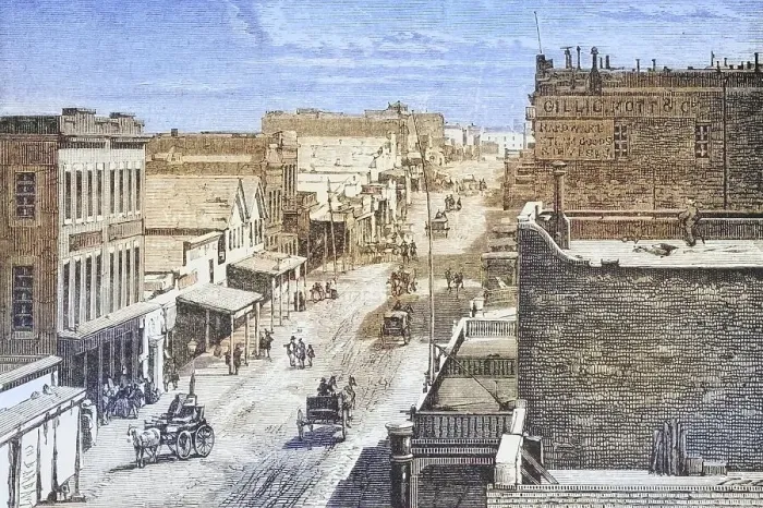 Framed Print : Street scene in Virginia City, Nevada in the 1870s