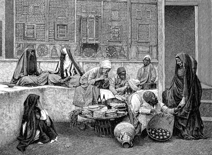 Framed Print : Street vendors in the streets of Cairo in 1865