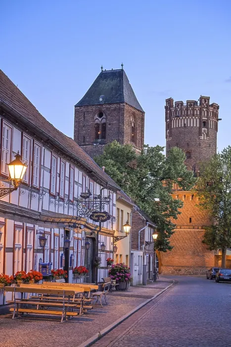 Framed Print : Street view, old buildings, Neustadter Tor