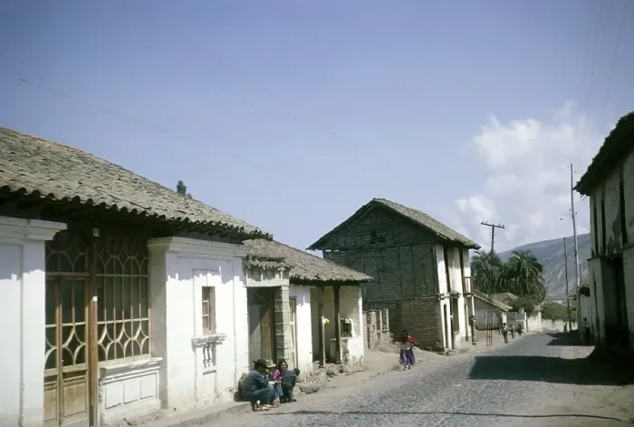 Framed Print : Street in a village, rural settlement, near Quito, Ecuador, Pichincha Province, South America 1962, South America