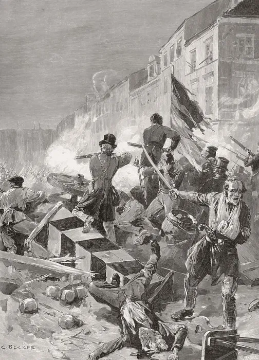 Framed Print : Streetfight in Berlin, Revolutions of 1848