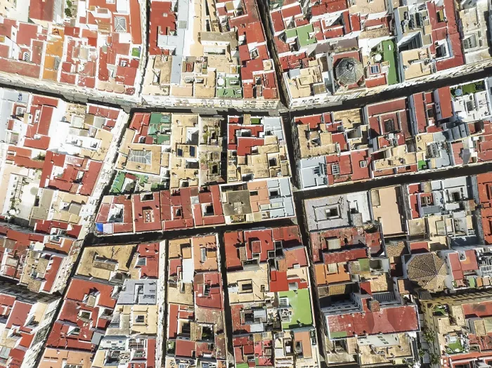 Framed Print : Streets and rooftops in the town of Cadiz