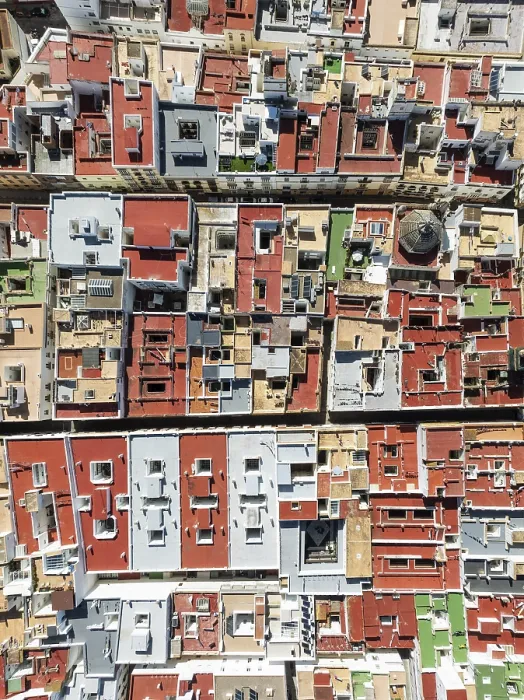 Framed Print : Streets and rooftops in the town of Cadiz