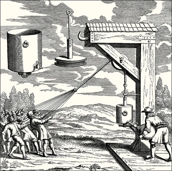 Framed Print : The strength of air pressure, experiment by Otto von Guericke
