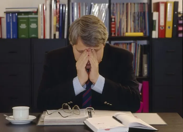 Framed Print : Stress in the workplace Office scene