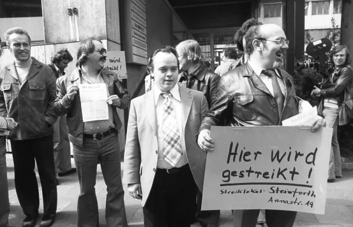 Framed Print : Strike of the IG Druck und Papier at the newspaper Die Welt on 28