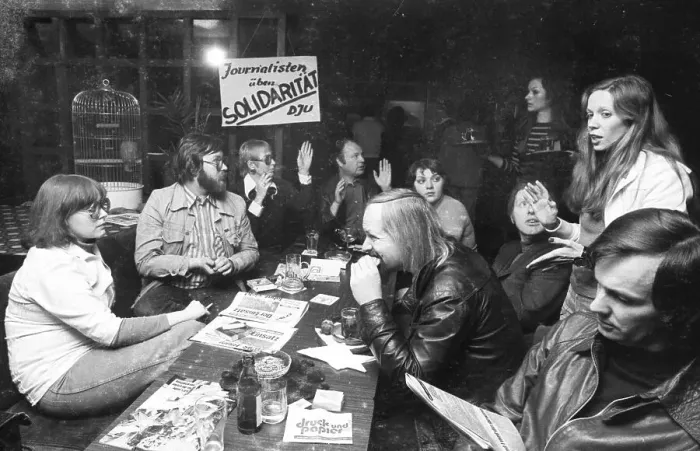 Framed Print : The strike of the printers in collective bargaining dispute on 7