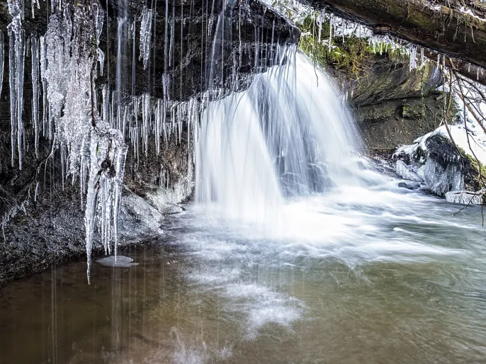 Framed Print : Struempfelbach brook with icicles in winter Framed Print : Struempfelbach brook with icicles in winter