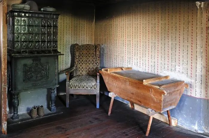 Framed Print : Stube, 1912, with tiled stove, 1854
