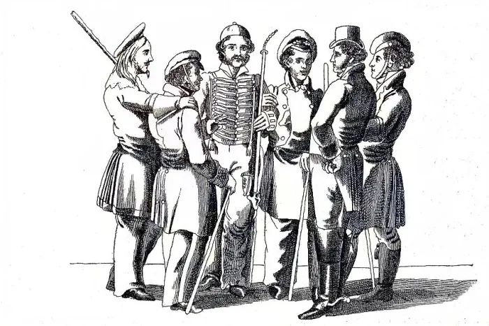 Framed Print : Student life around 1820-1830, a group of students