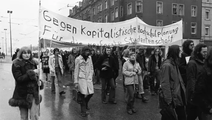 Framed Print : Students at Dortmund University demonstrated on 30