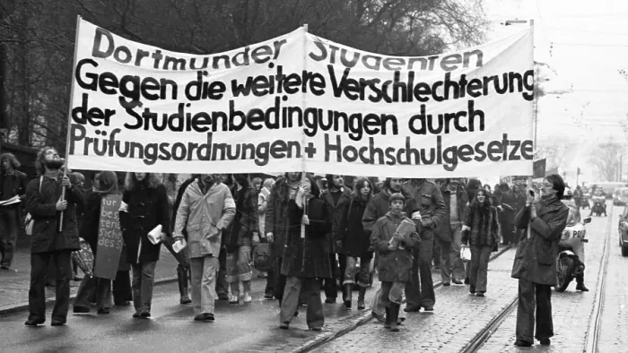Framed Print : Students at Dortmund University demonstrated on 30