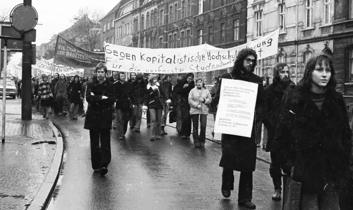Framed Print : Students at Dortmund University demonstrated on 30