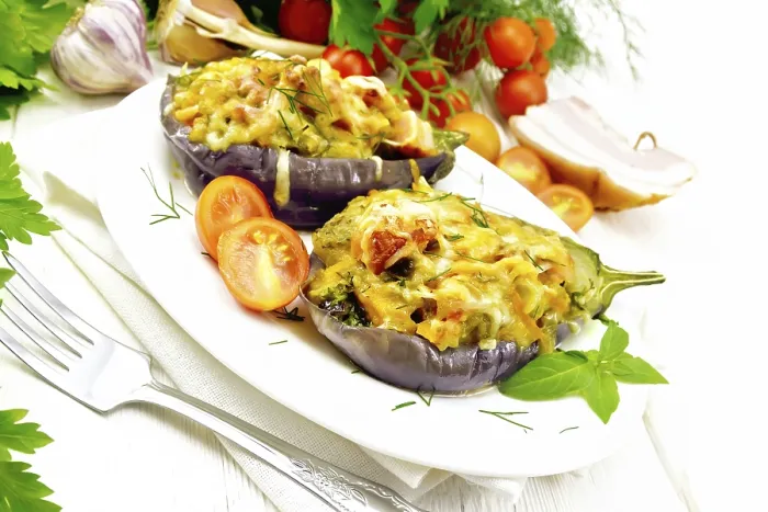 Framed Print : Stuffed eggplants with smoked brisket Framed Print : Stuffed eggplants with smoked brisket