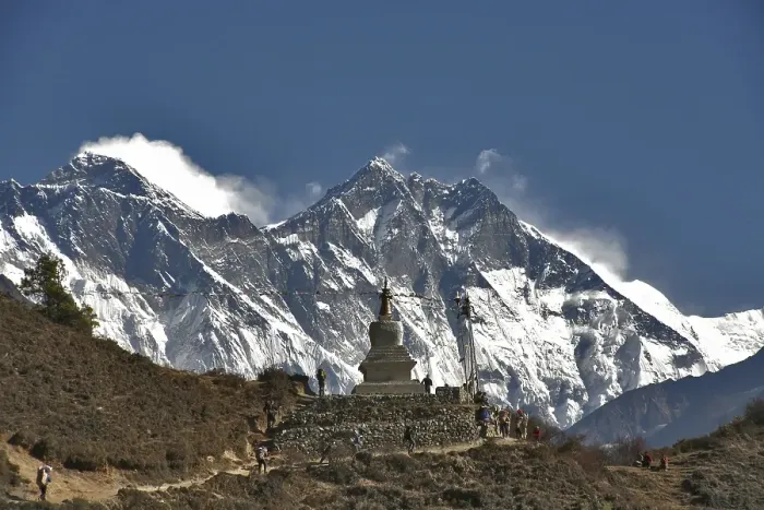 Framed Print : Stupa in front of the escarpment of Mt Everest Framed Print : Stupa in front of the escarpment of Mt Everest
