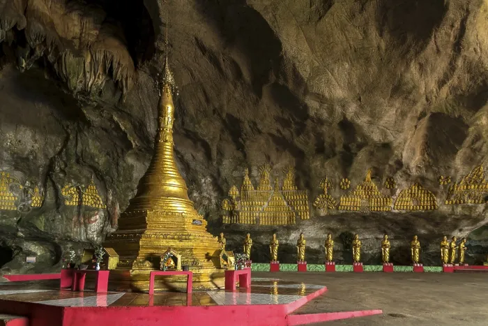 Framed Print : Stupa in Saddan Cave, Hpa-an, Myanmar, Asia