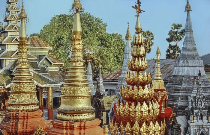 Framed Print : Stupas on Shwedagon Pagoda, Rangoon