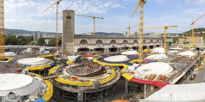Framed Print : Stuttgart 21 construction site new main station for Deutsche Bahn DB Panorama in Stuttgart