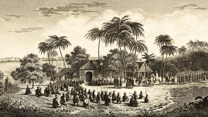 Framed Print : Subjugation of Dipo Negoro, freedom fighters against the colonial power Netherlands