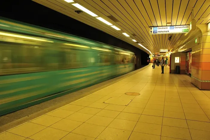Framed Print : Subway driving alongside the platform