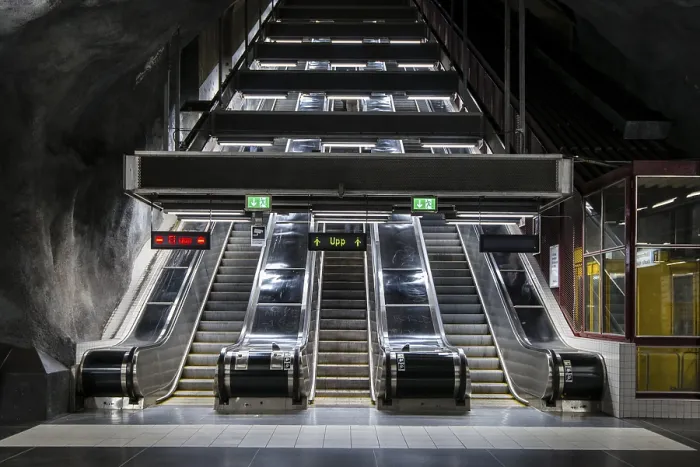 Framed Print : Subway, Fridhemsplan station, escalator