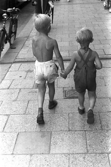 Framed Print : Summer in the 1950s. Two children boys walks along the pavement and holds each other hands. Sweden 1954. Kristoffersson BC42-12 Framed Print : Summer in the 1950s. Two children boys walks along the pavement and holds each other hands. Sweden 1954. Kristoffersson BC42-12