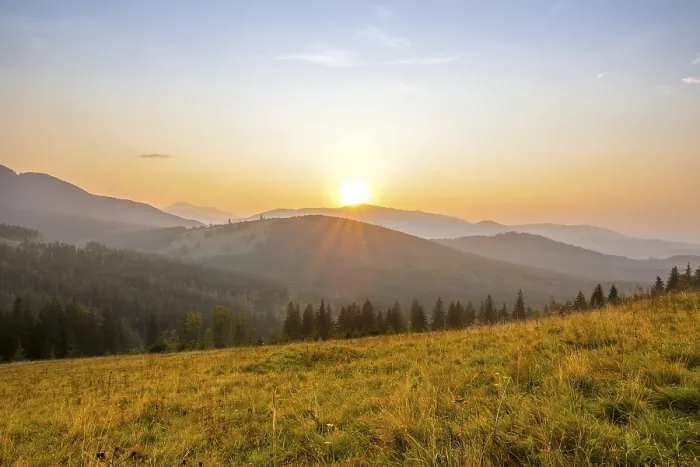 Framed Print : Summer evening in the wooded mountains Framed Print : Summer evening in the wooded mountains