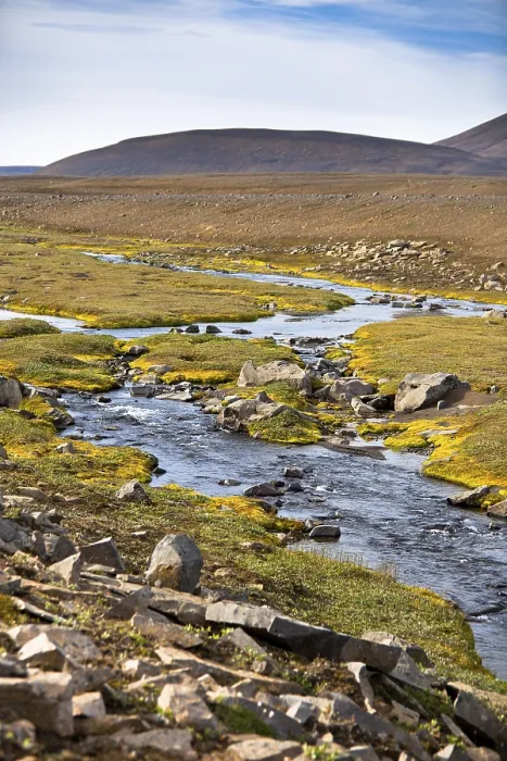 Framed Print : Summer Iceland Landscape with River Framed Print : Summer Iceland Landscape with River