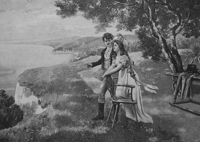 Framed Print : Summer retreat, young couple on the coast above the sea