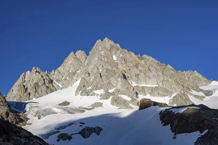 Framed Print : Summit of the Aiguille du Tour and Glacier du Tour in the evening light