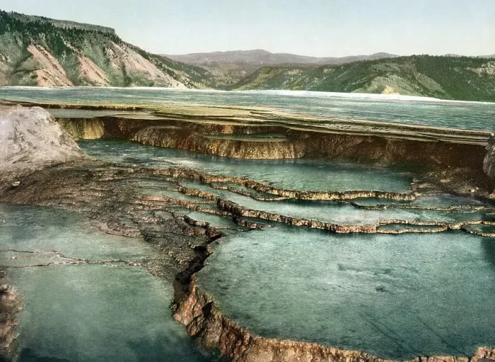 Framed Print : Summit Basin, Mammoth Hot Spring