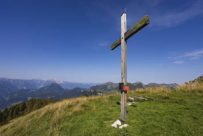 Framed Print : Summit cross on the Einberg, Osterhorn group