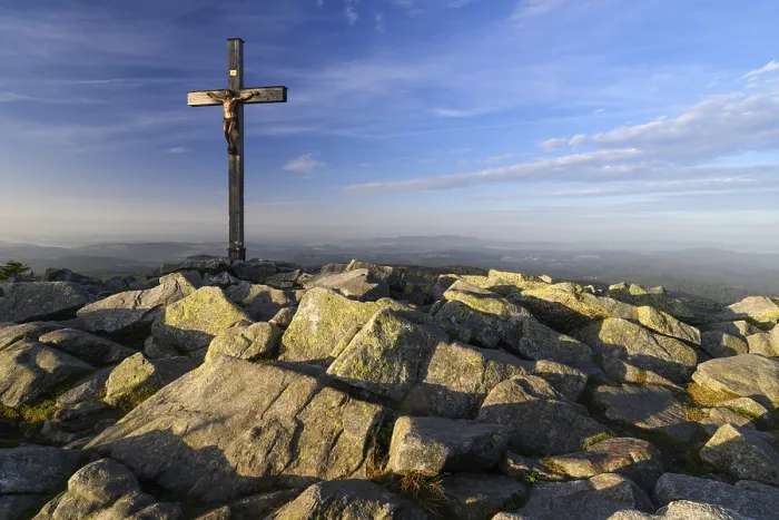 Framed Print : Summit cross on the Lusen (1373m) Framed Print : Summit cross on the Lusen (1373m)