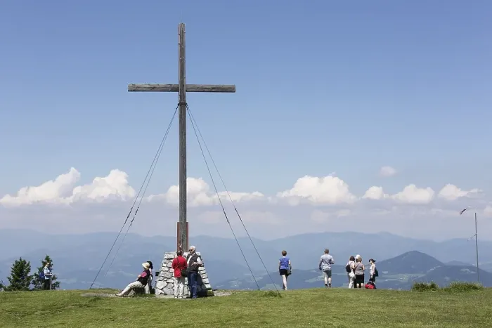 Framed Print : Summit cross on the western summit of Mt Schoeckl