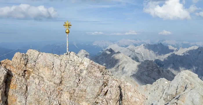 Framed Print : Summit cross, Zugspitze, high mountains