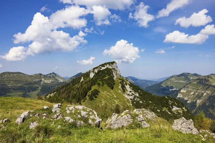 Framed Print : At the summit of the Hochbuehel with a view of the Hochwieskopf