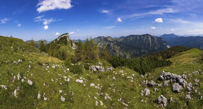 Framed Print : At the summit of Hochbuehel with a view of Hochwieskopf and Egelseehoerndl
