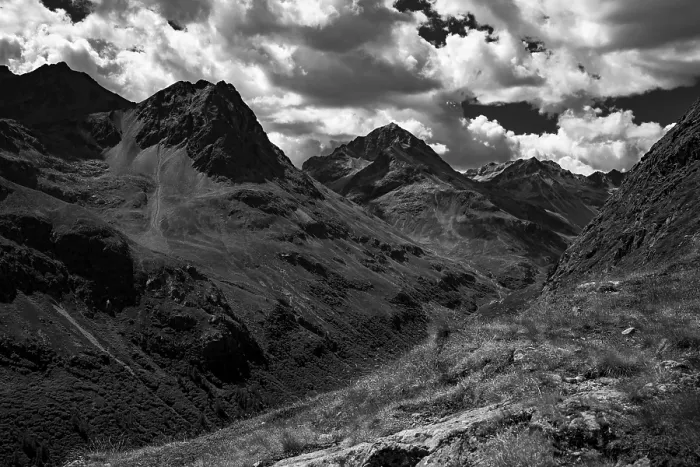 Framed Print : Summit of Val Bever with cloudy sky Framed Print : Summit of Val Bever with cloudy sky