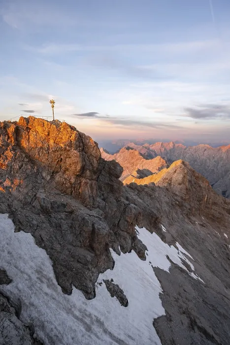 Framed Print : Summit of the Zugspitze with golden summit cross Framed Print : Summit of the Zugspitze with golden summit cross